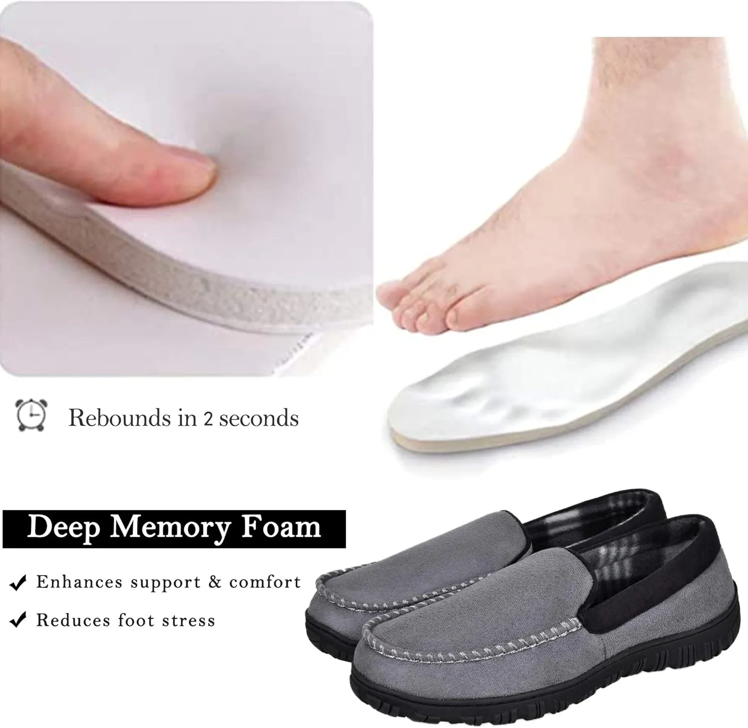 MIXIN Mens Slippers Moccasins Slippers for Men House Shoes with Warm and Cozy Memory Foam Hard Sole Men's Indoor Outdoor Slippers