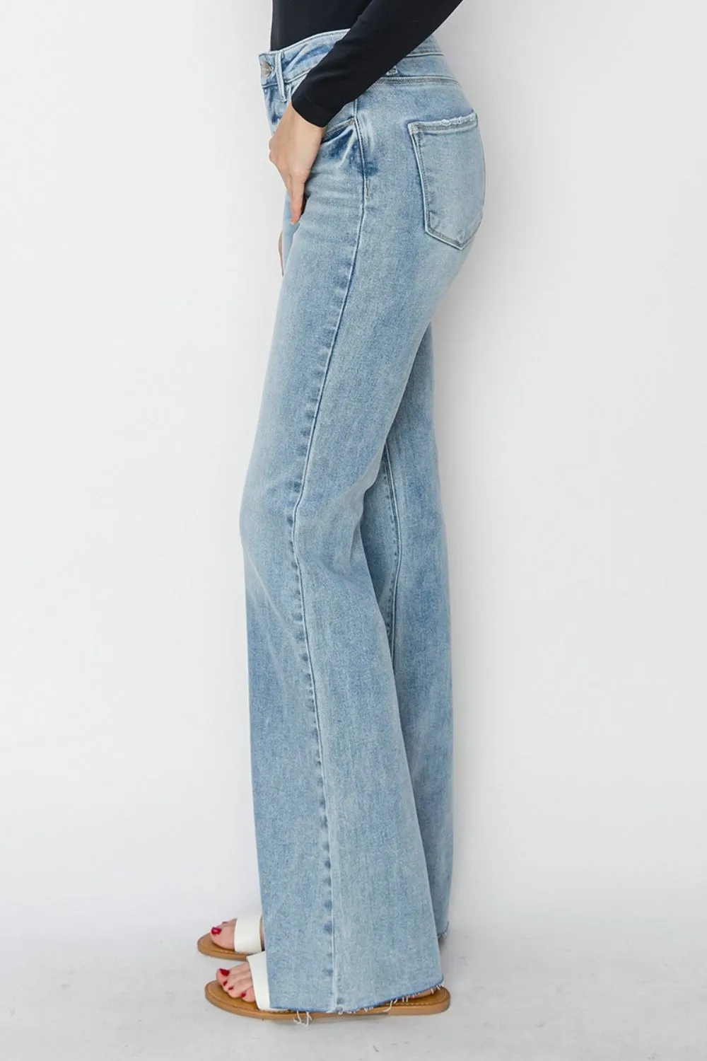 Noah High-Rise Raw Cut Hem Bootcut Jeans | Risen