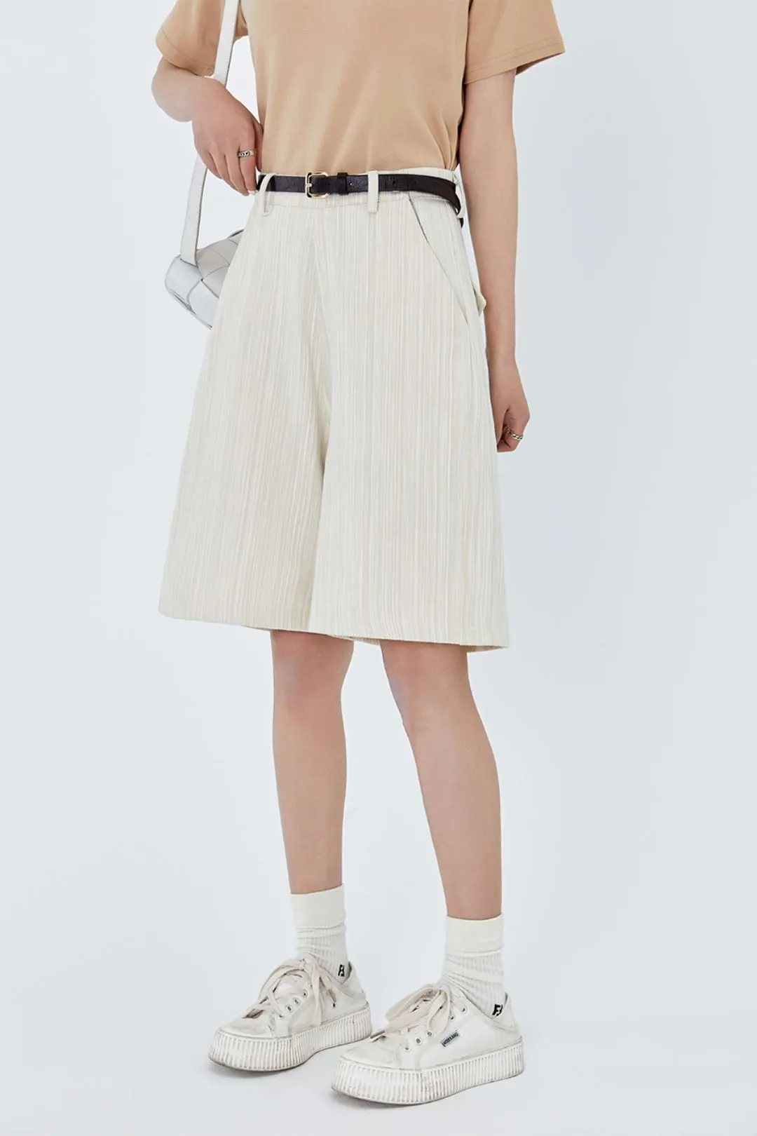 Pinstripe Midi Shorts