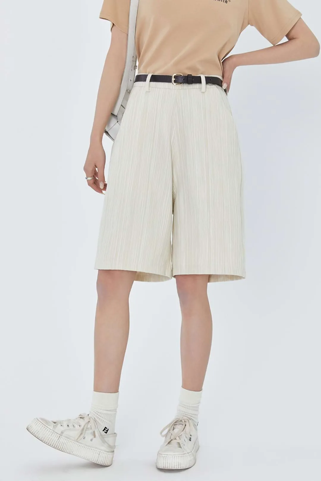 Pinstripe Midi Shorts