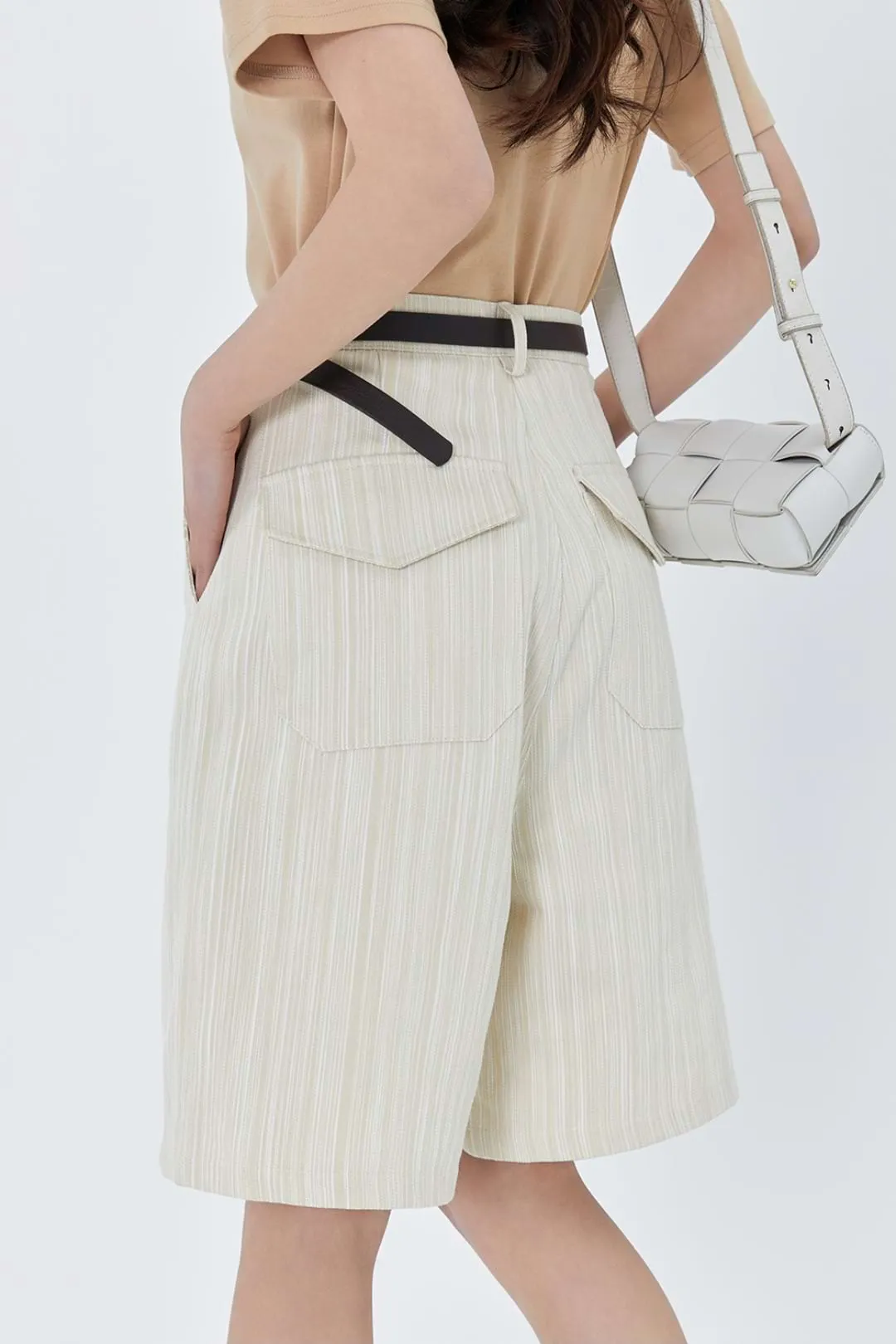 Pinstripe Midi Shorts