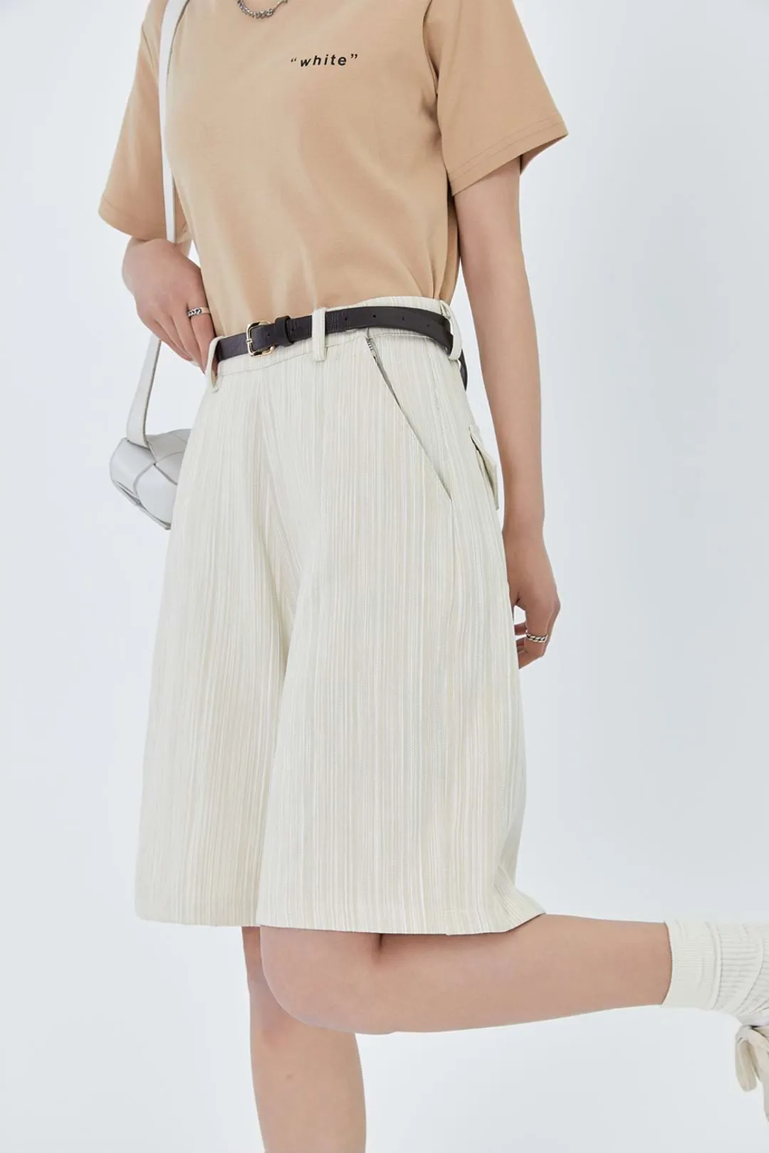 Pinstripe Midi Shorts