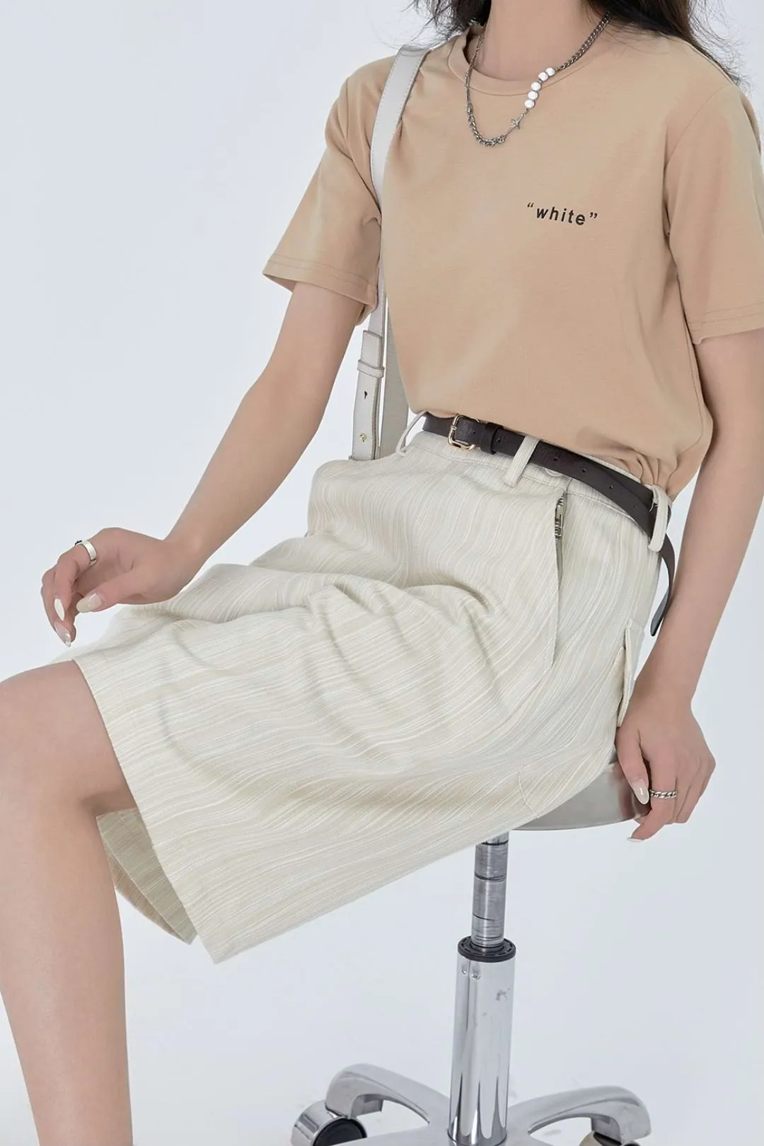 Pinstripe Midi Shorts