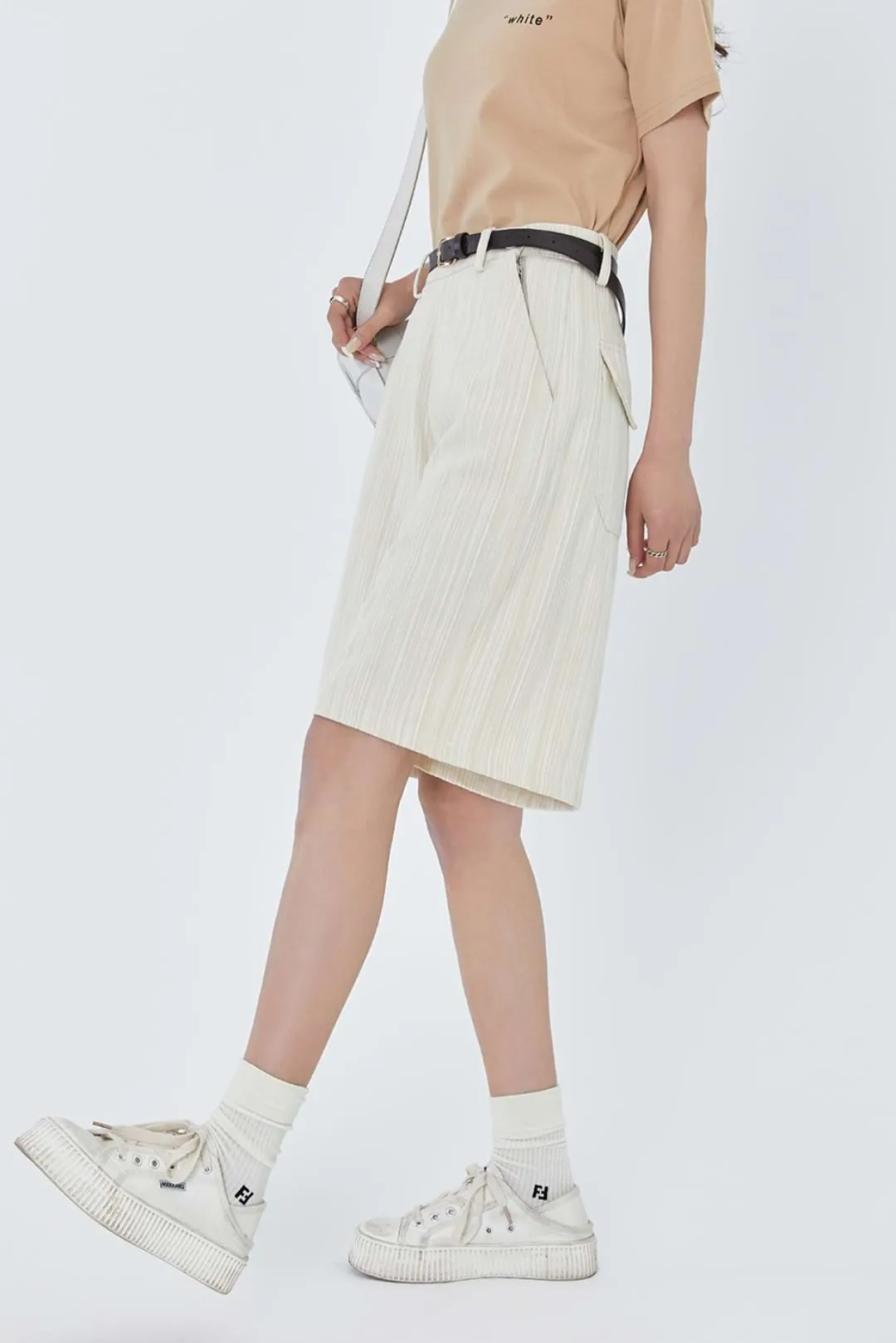 Pinstripe Midi Shorts