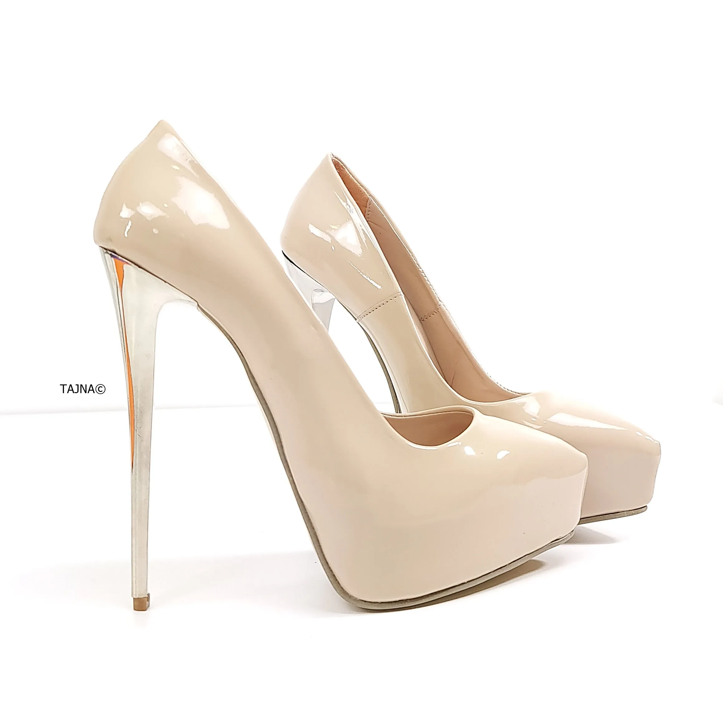 Platform Stiletto Beige Nude Gloss