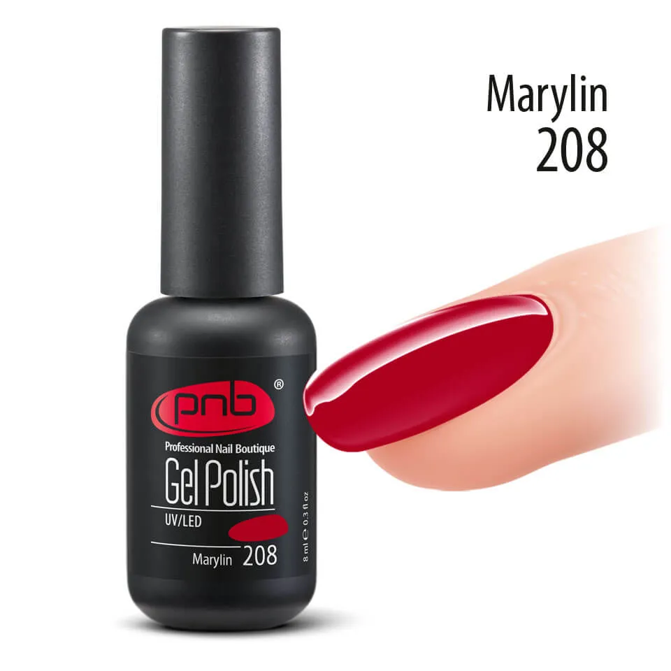 PNB Marylin red gel nail polish 208