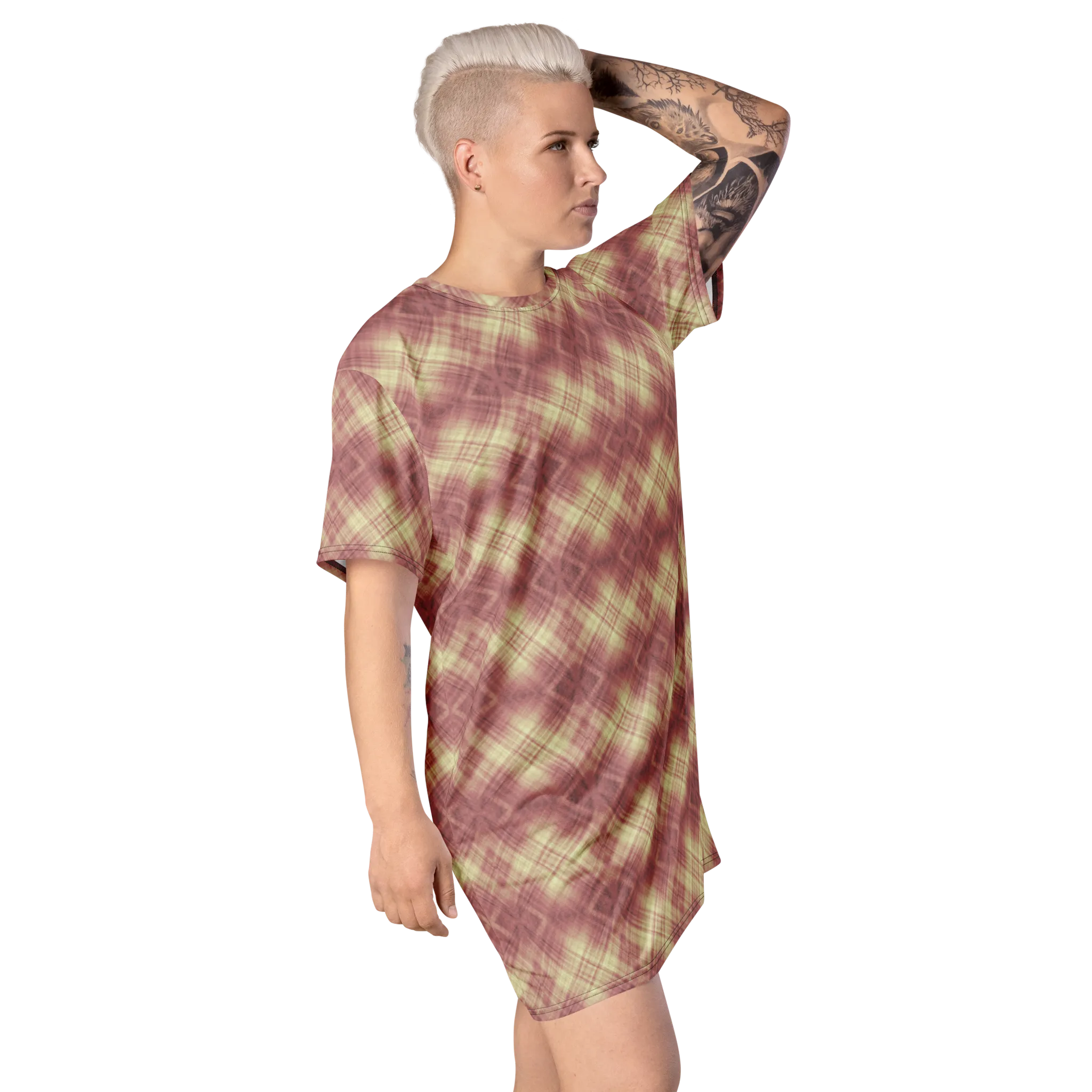Recursia Argyle Rewired I T-Shirt Dress In Pink