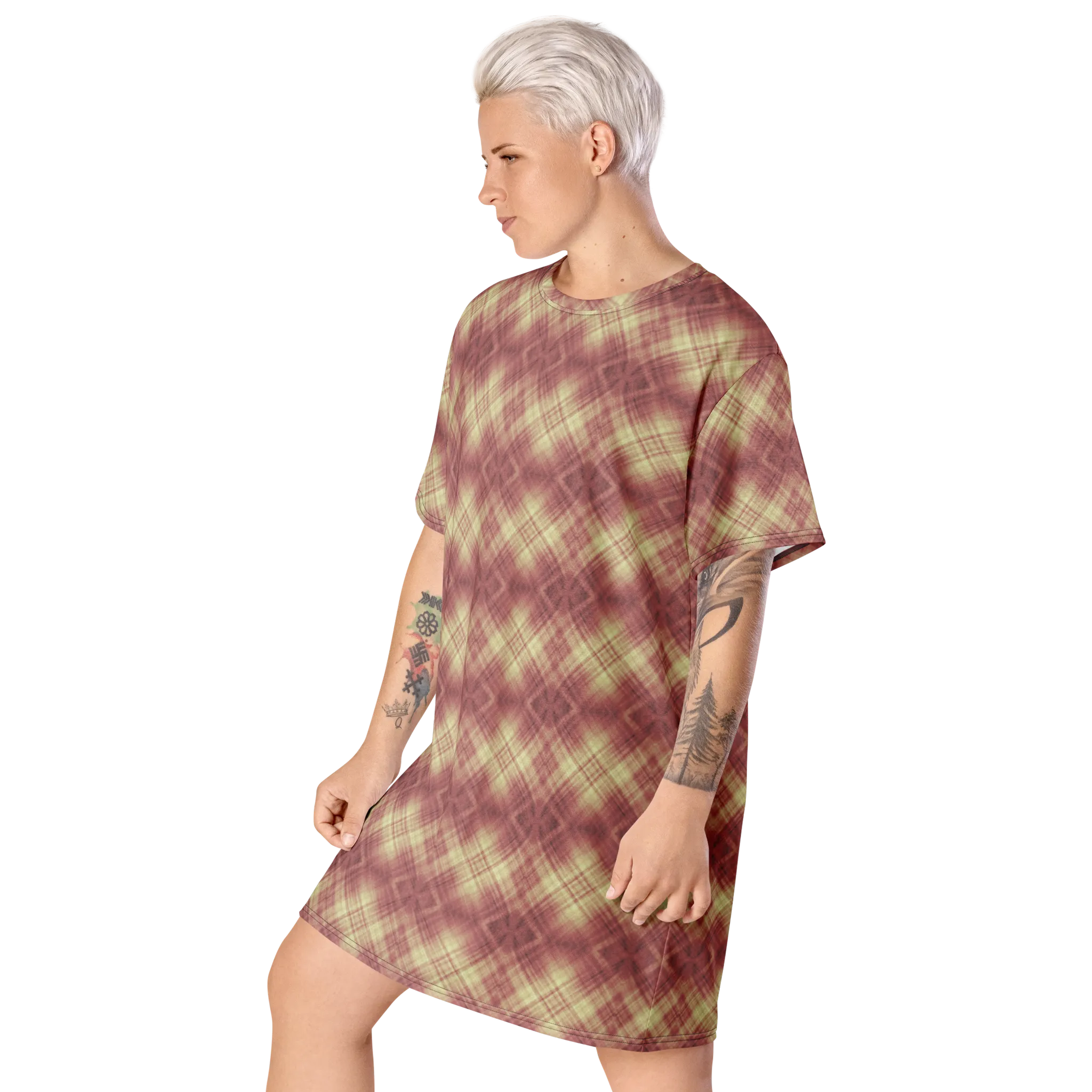 Recursia Argyle Rewired I T-Shirt Dress In Pink