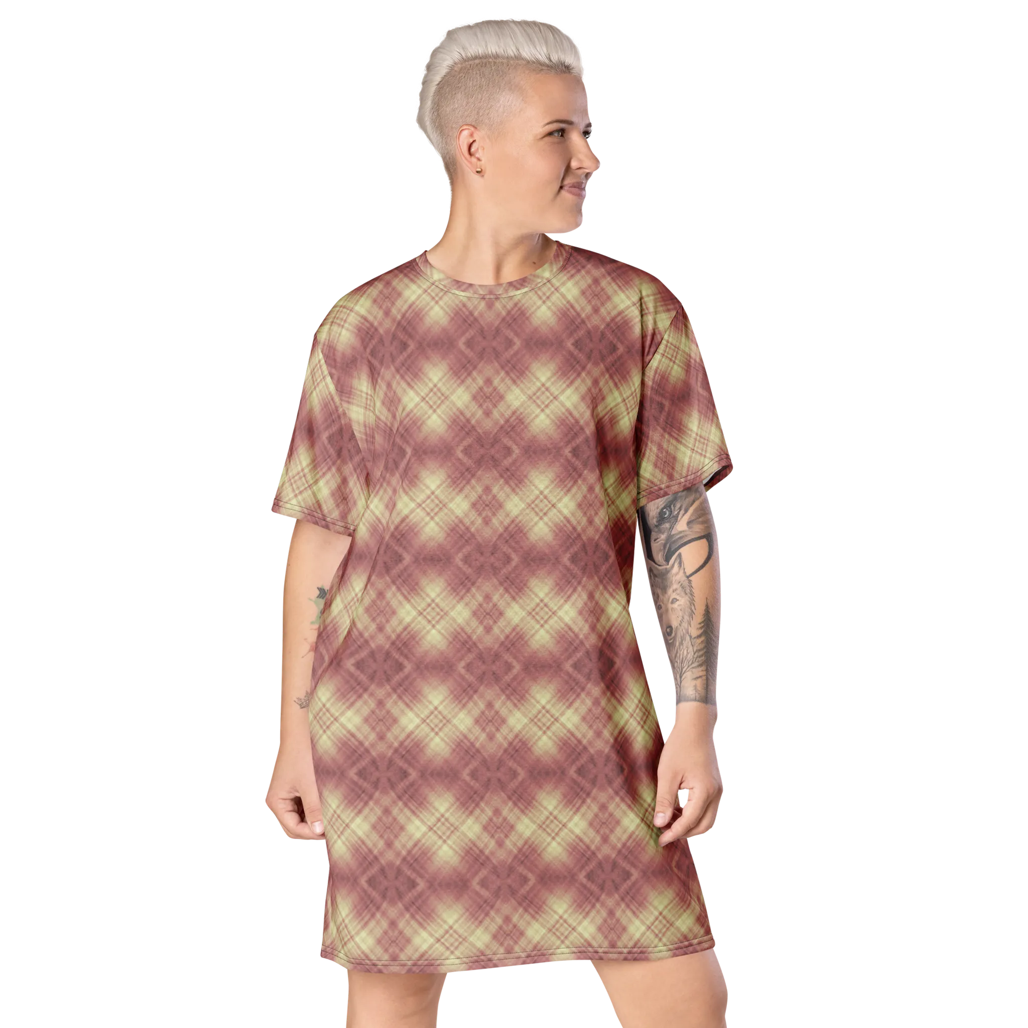 Recursia Argyle Rewired I T-Shirt Dress In Pink