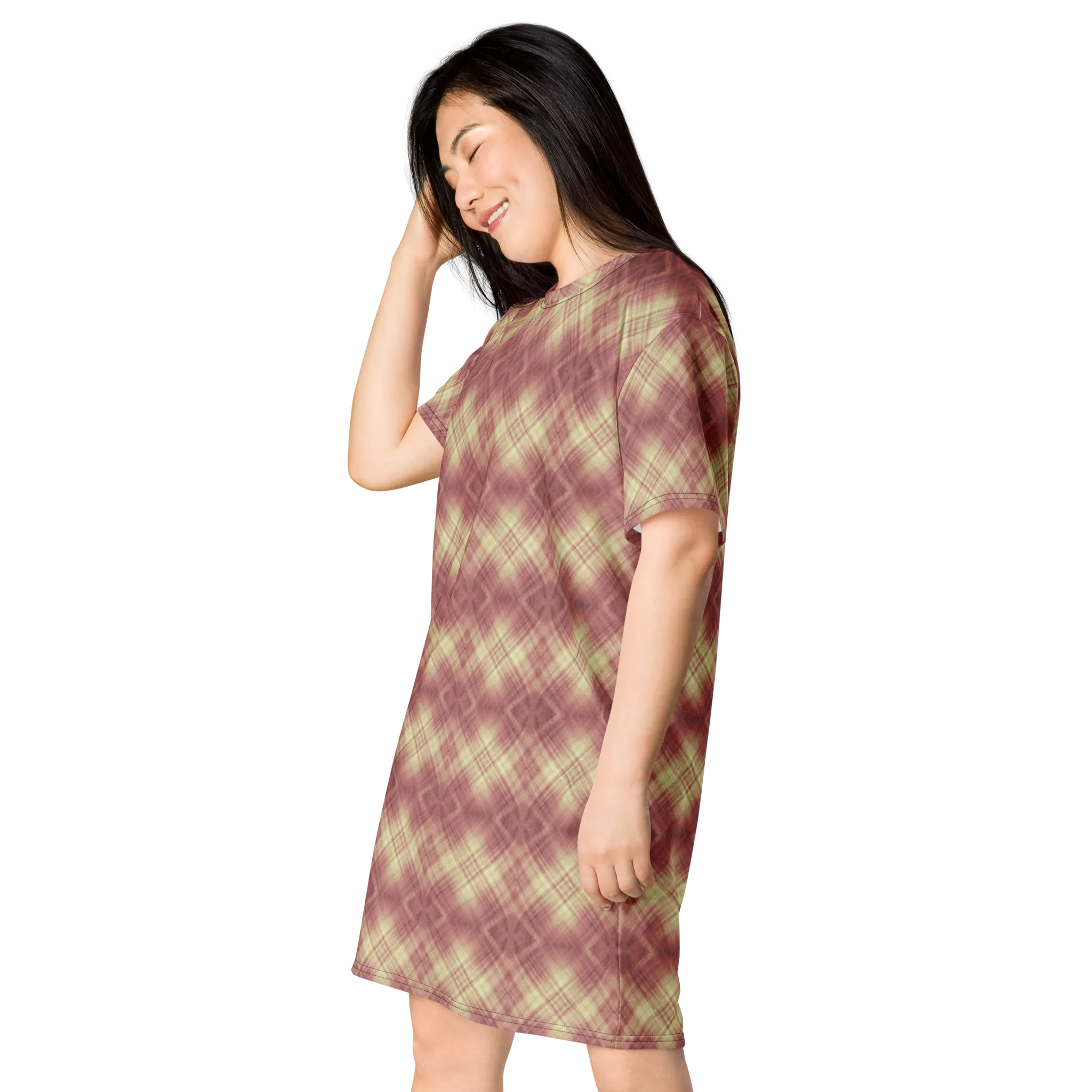 Recursia Argyle Rewired I T-Shirt Dress In Pink