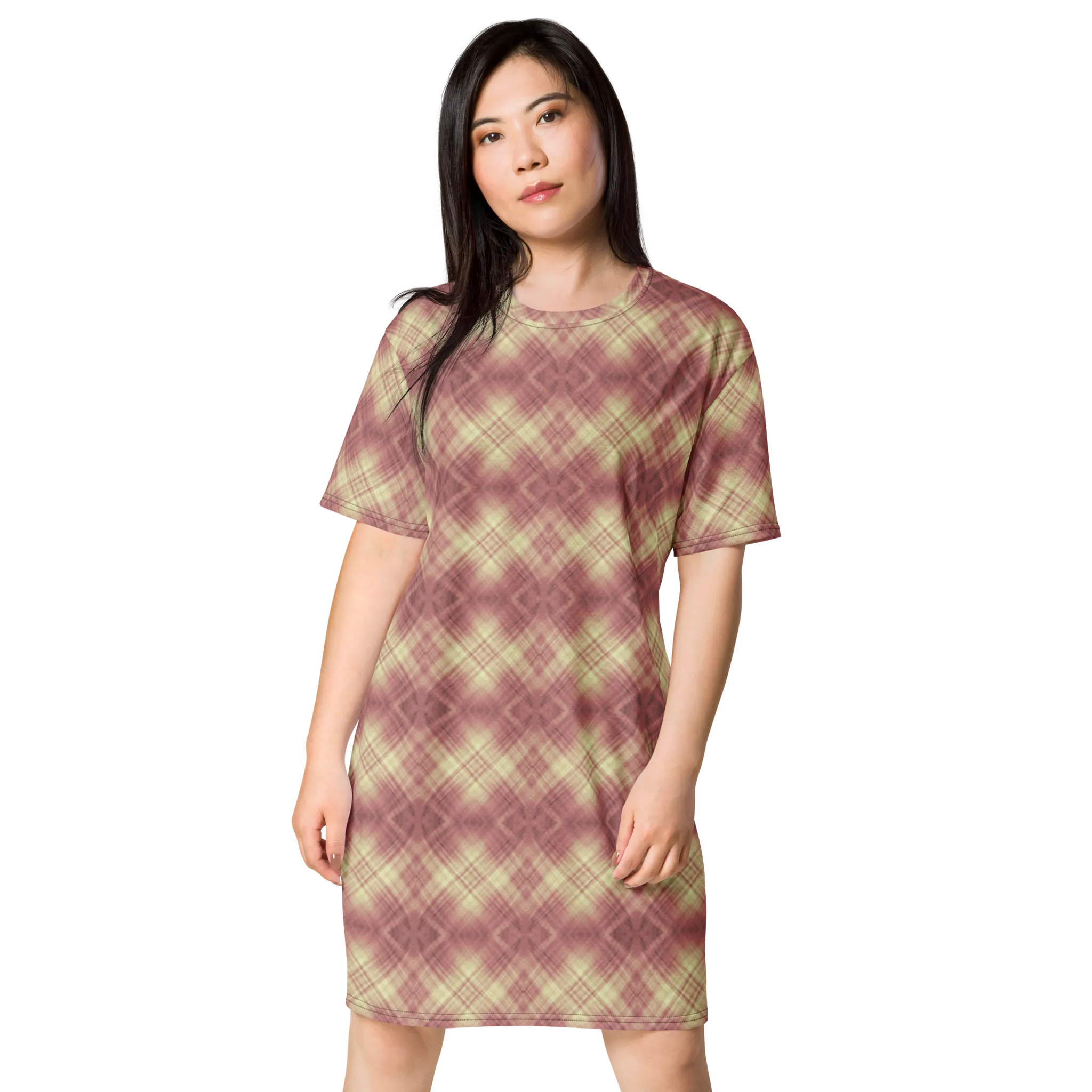 Recursia Argyle Rewired I T-Shirt Dress In Pink