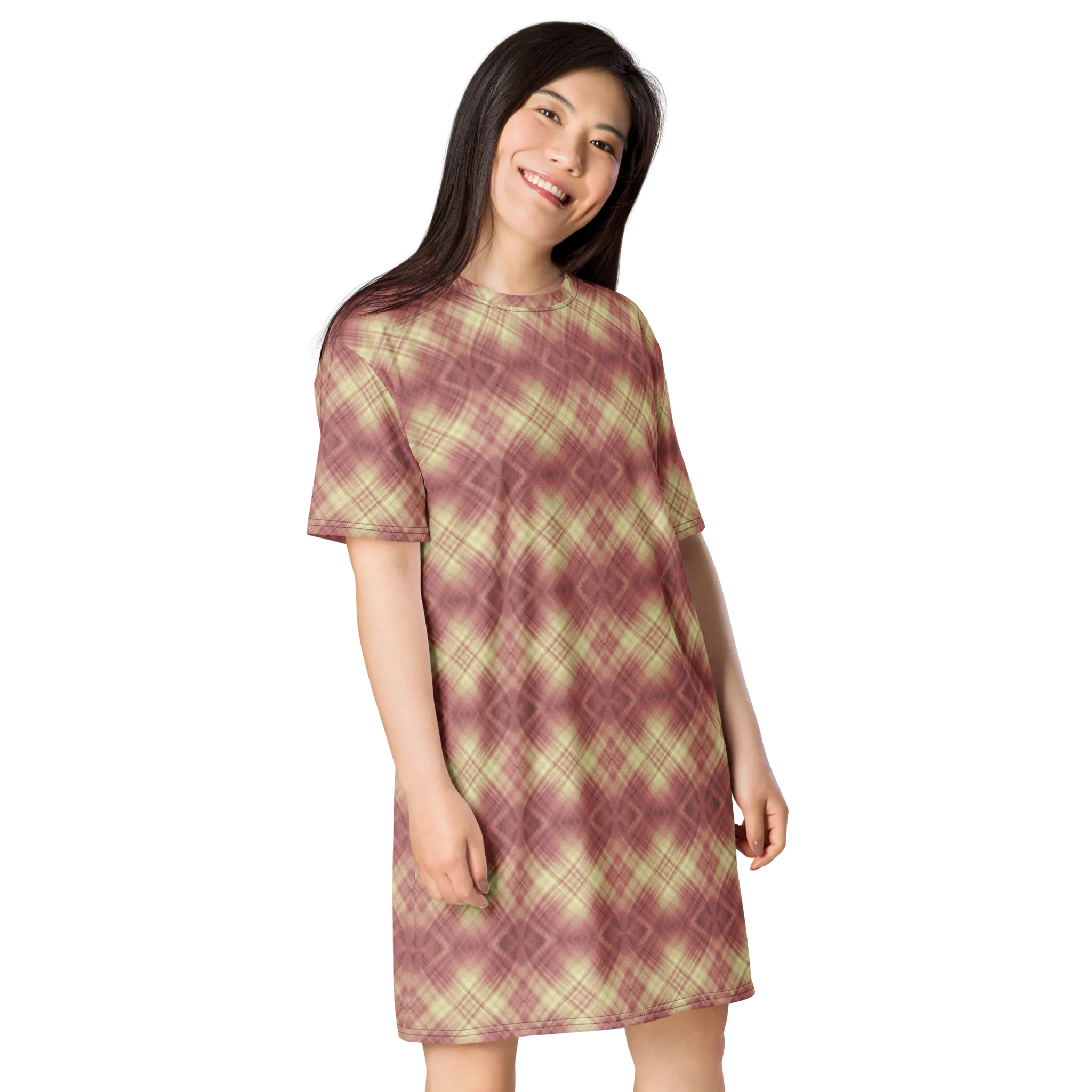 Recursia Argyle Rewired I T-Shirt Dress In Pink