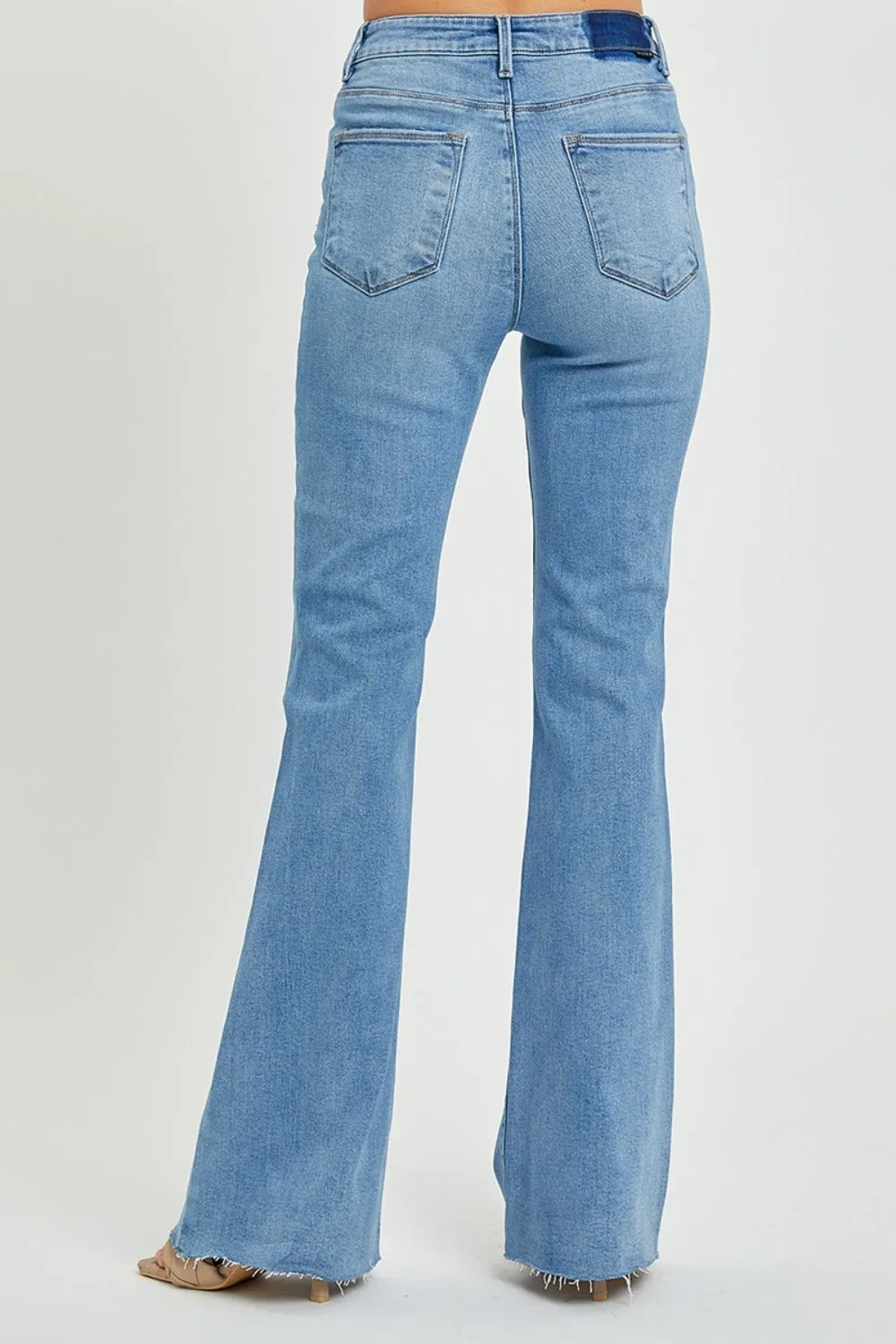 RISEN High Rise Raw Cut Hem Bootcut Jeans