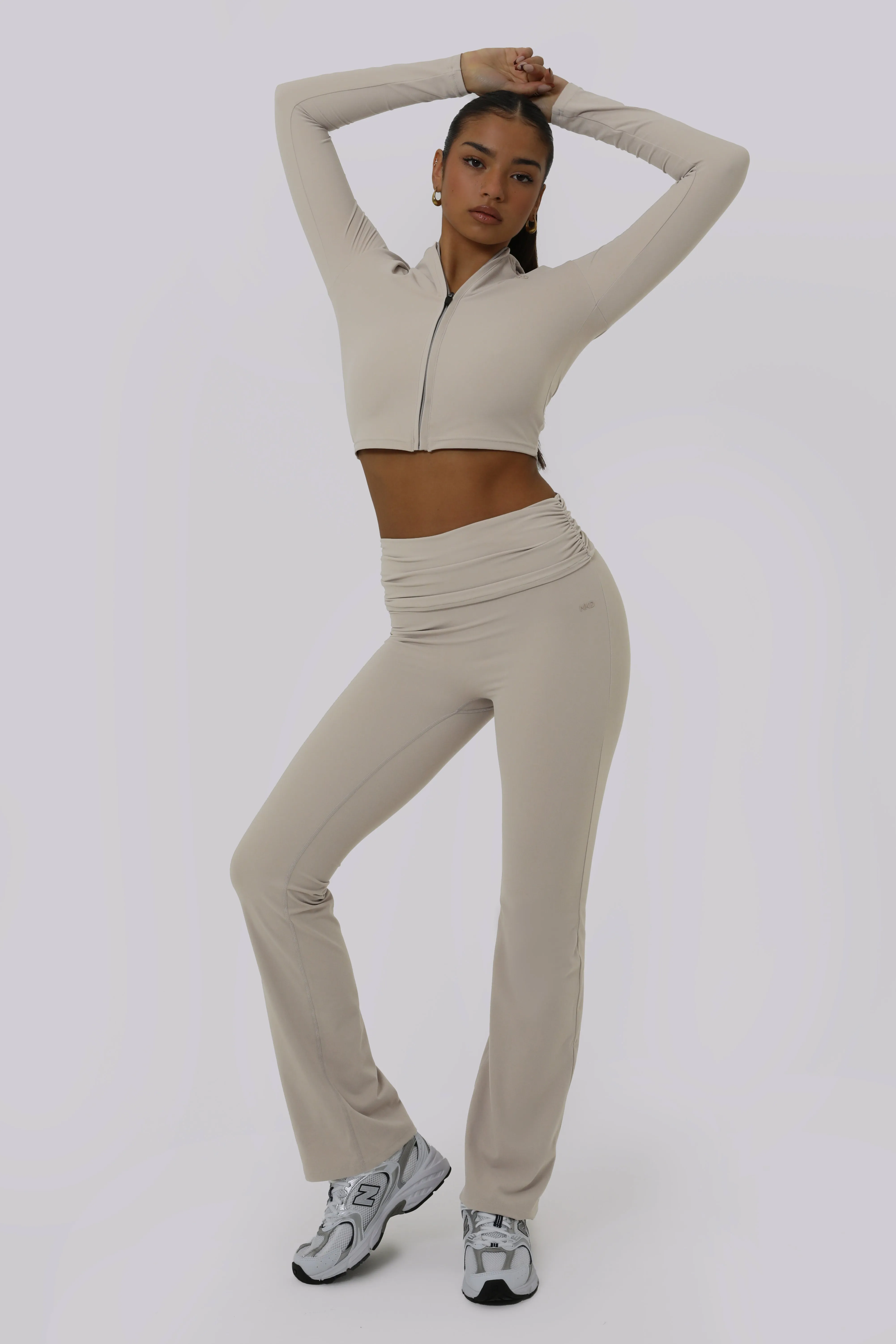 Ruched Fitted Flares - Latte