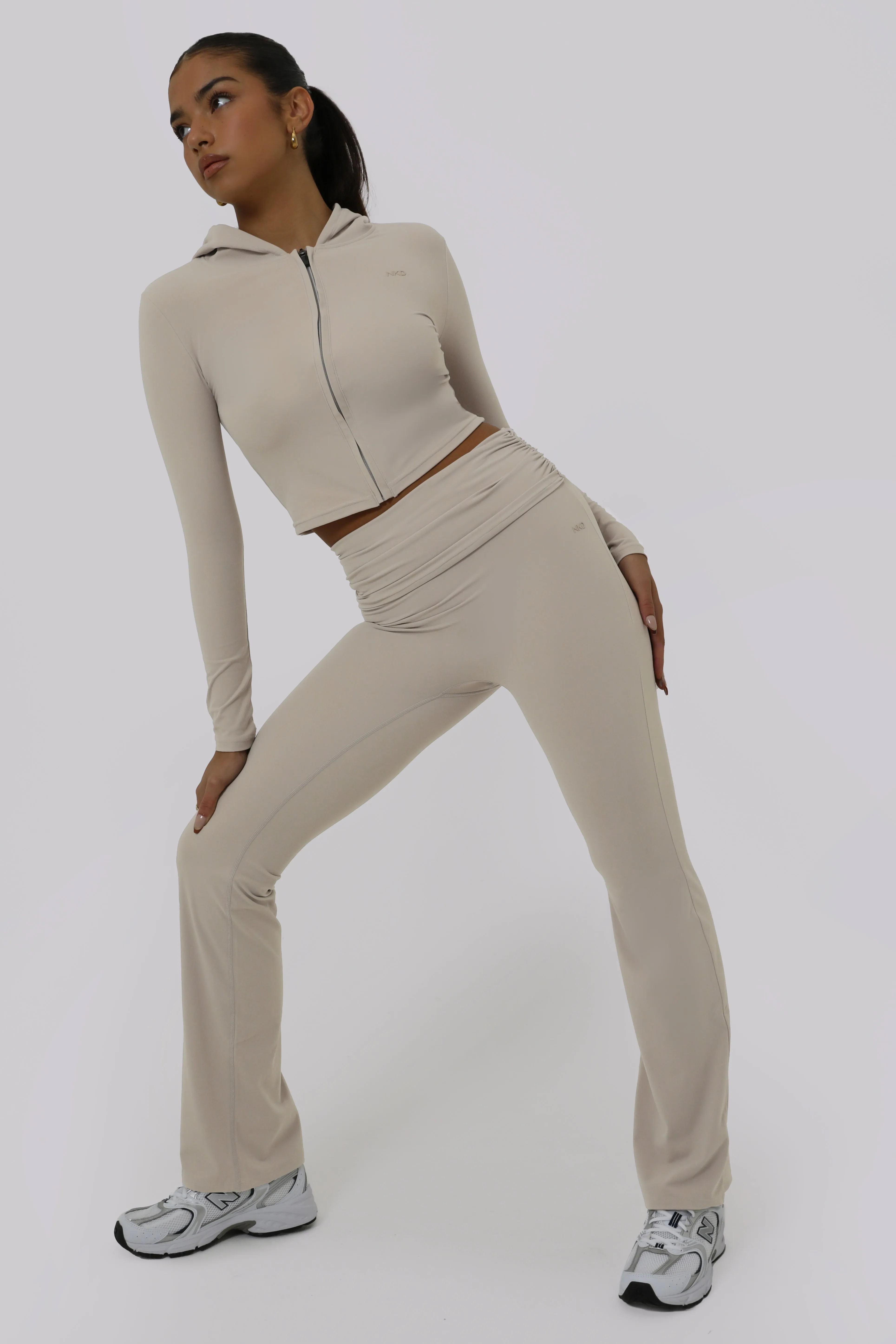 Ruched Fitted Flares - Latte