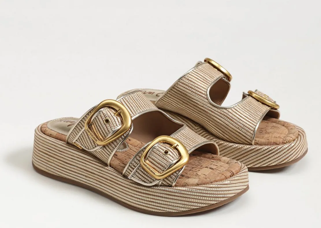 Sam Edelman: Narissa Platform Slide Sandal in Sunny Gold