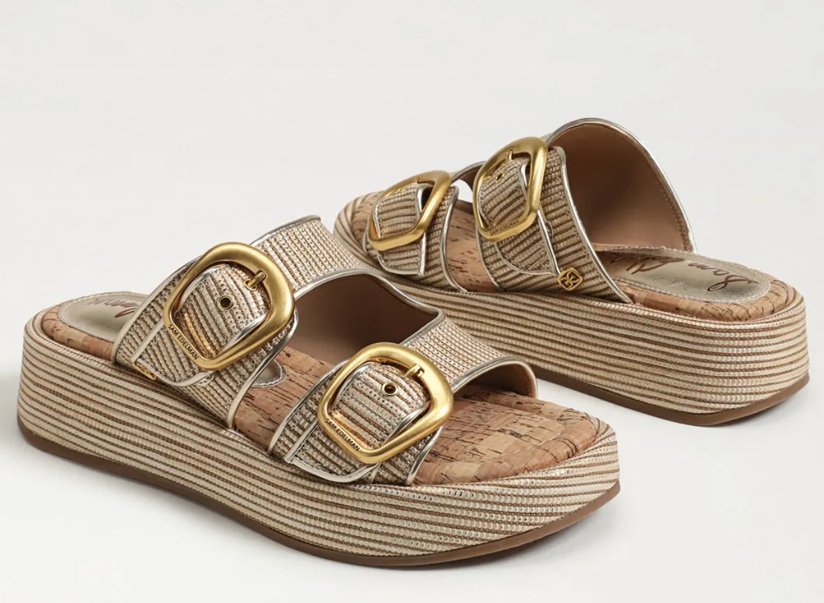 Sam Edelman: Narissa Platform Slide Sandal in Sunny Gold