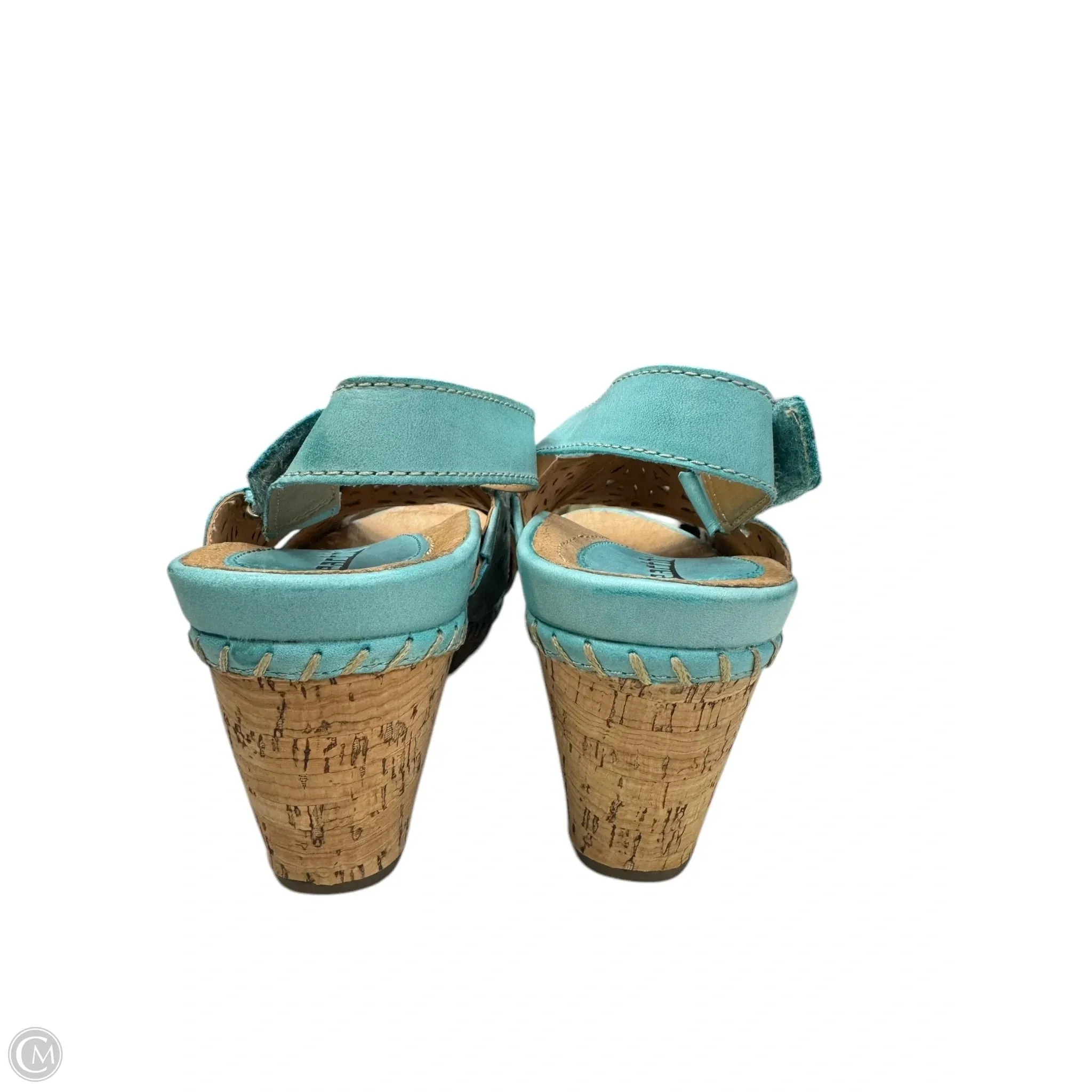 Shoes Heels Wedge By Earth In Blue & Brown, Size: 8