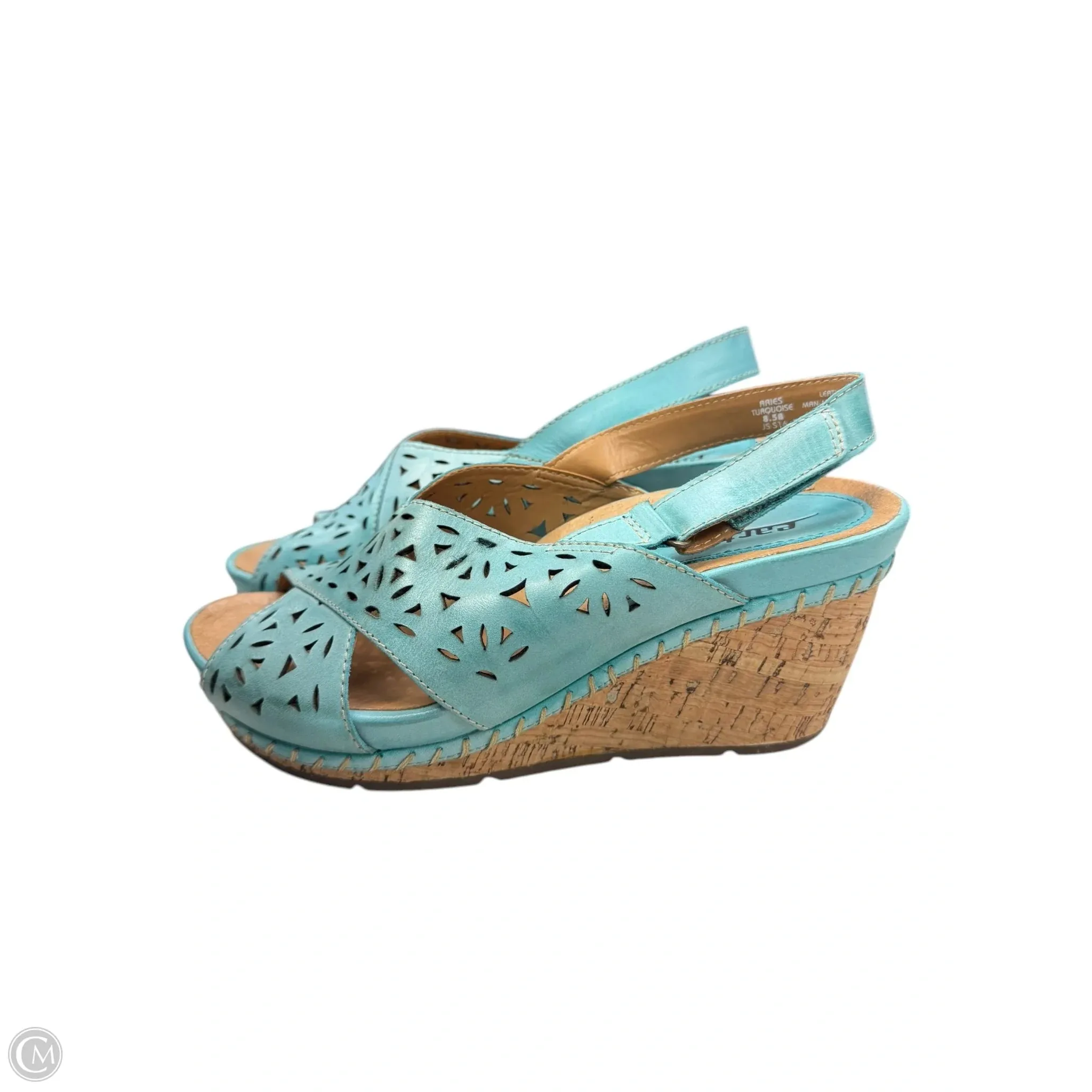 Shoes Heels Wedge By Earth In Blue & Brown, Size: 8