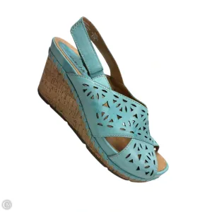 Shoes Heels Wedge By Earth In Blue & Brown, Size: 8