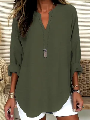 Sienna I Timeless V-Neck Long Sleeve Blouse