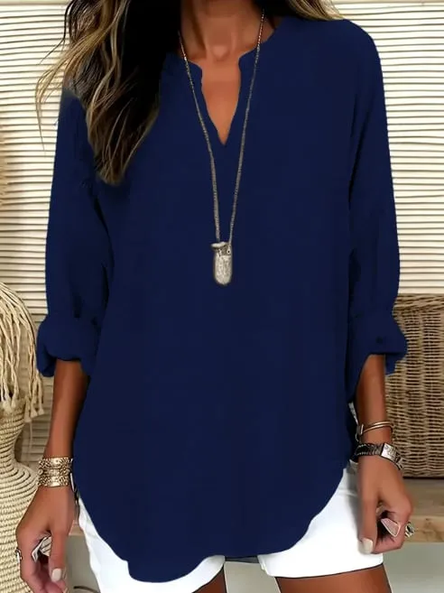 Sienna I Timeless V-Neck Long Sleeve Blouse