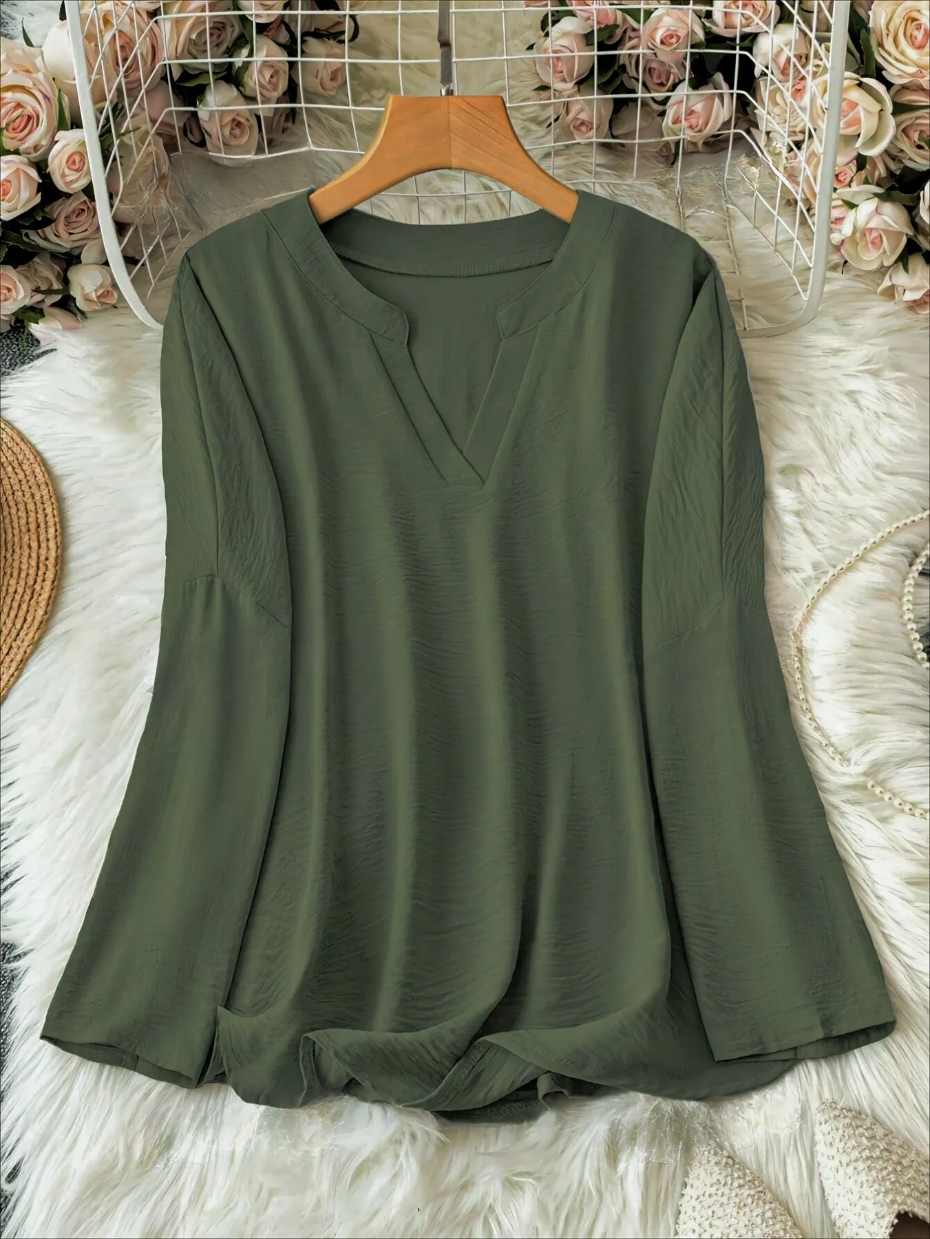 Sienna I Timeless V-Neck Long Sleeve Blouse