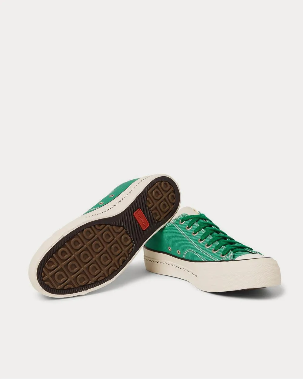 Skagway Leather-Trimmed Canvas  Green low top sneakers