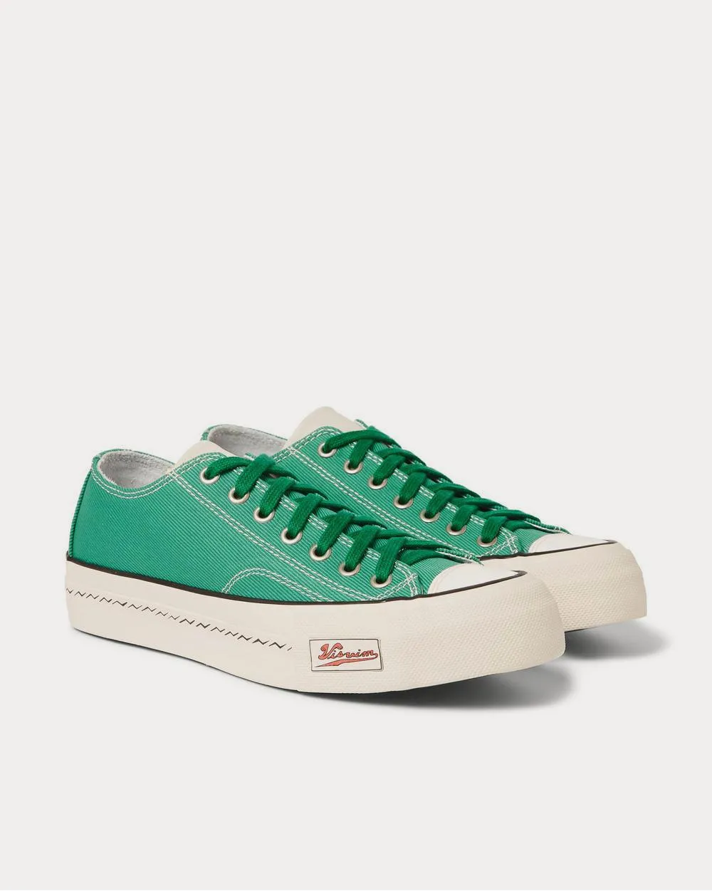 Skagway Leather-Trimmed Canvas  Green low top sneakers
