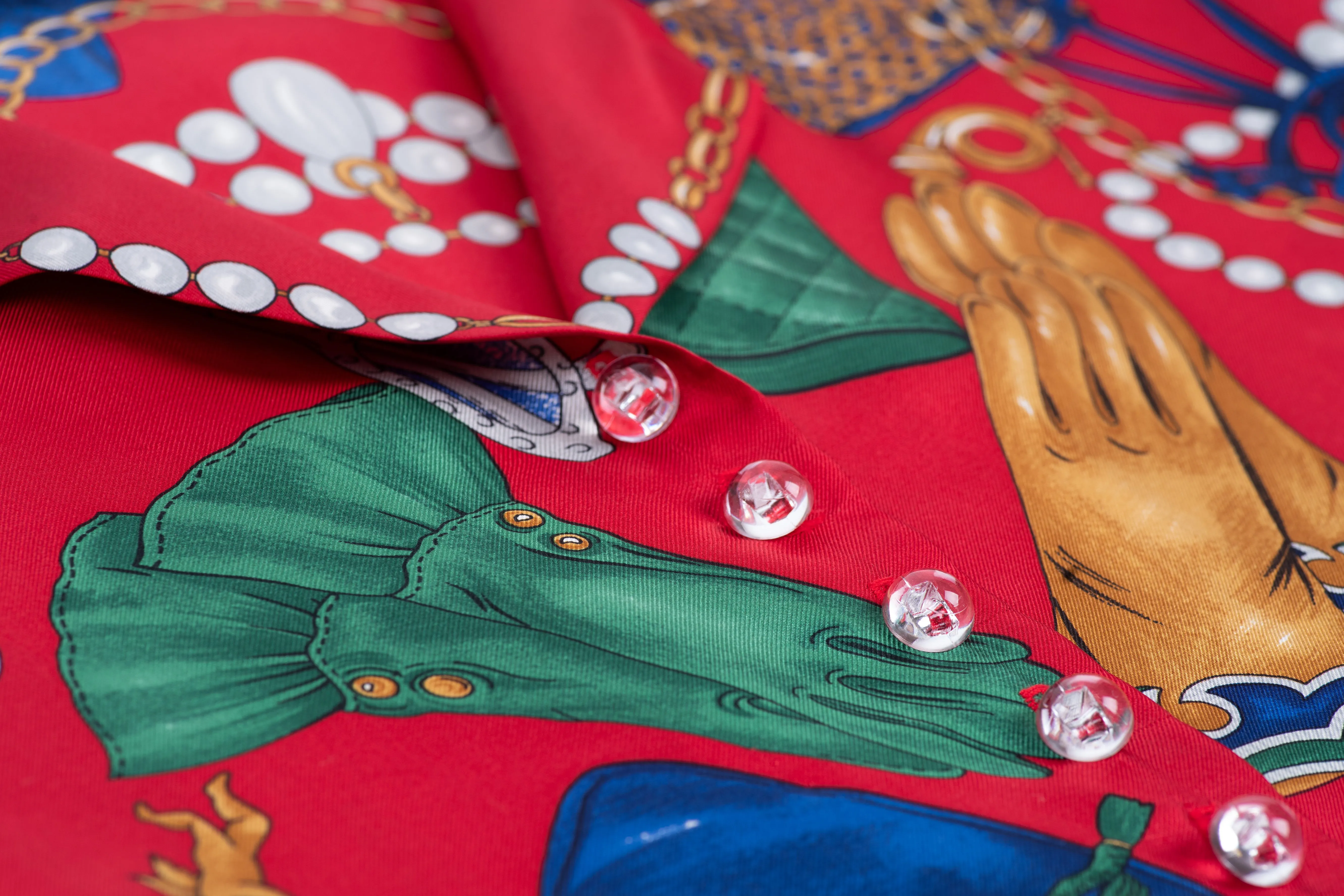 Stunning Novelty Fashion Items Print Silk Shirt, L