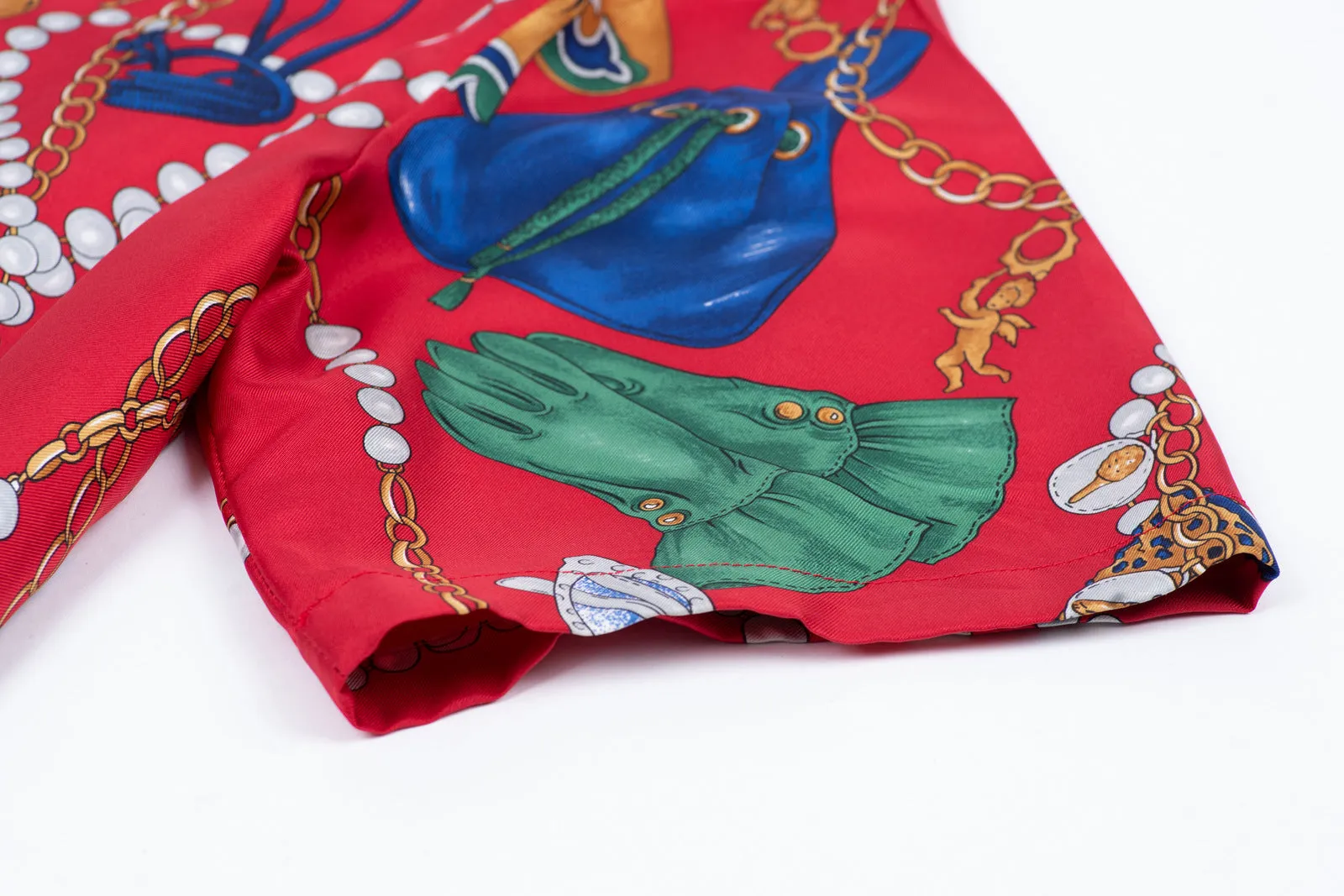 Stunning Novelty Fashion Items Print Silk Shirt, L