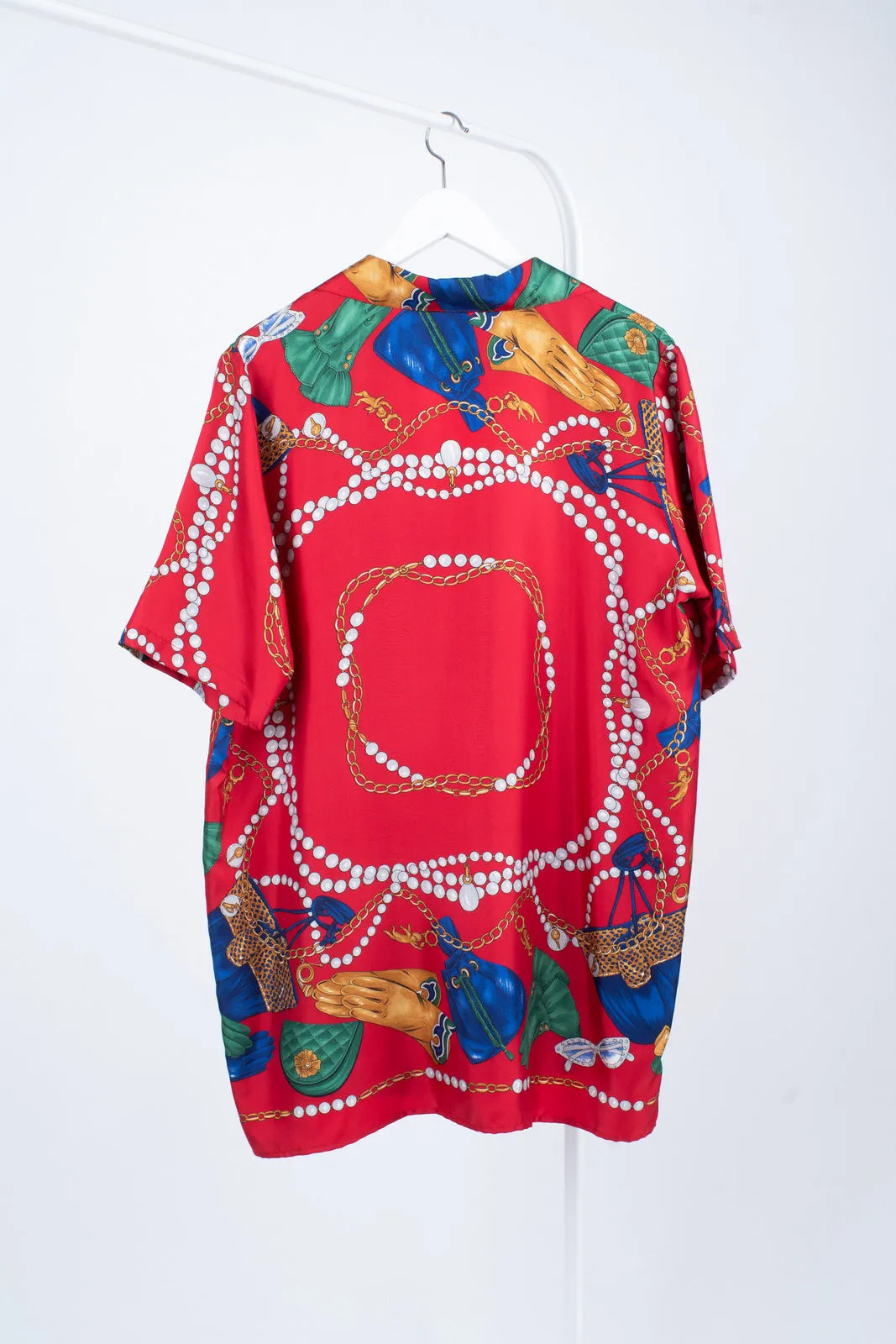 Stunning Novelty Fashion Items Print Silk Shirt, L
