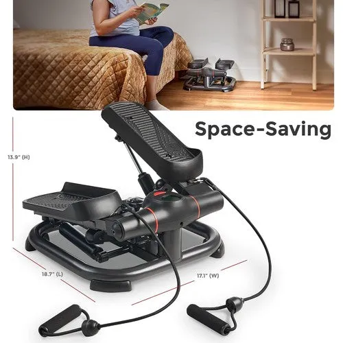 Sunny Health & Fitness 2-In-1 Premium Power Stepper w/ Resistance Bands, up to 330lbs