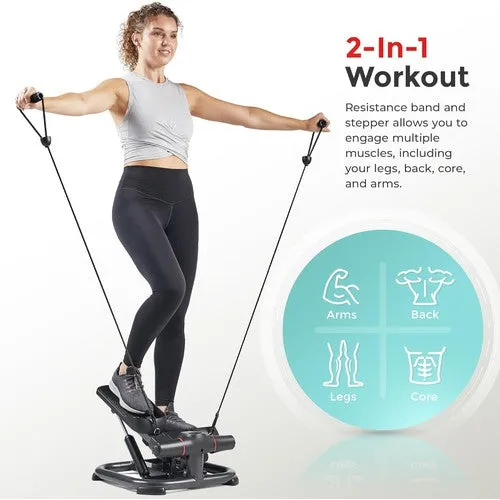 Sunny Health & Fitness 2-In-1 Premium Power Stepper w/ Resistance Bands, up to 330lbs