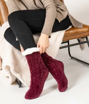 Super Soft Slipper Socks in Wine