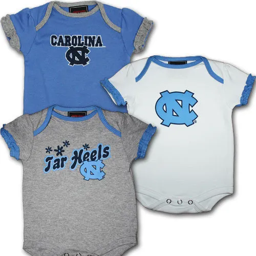 Tar Heels Baby Girl Body Suits (3-Pack)