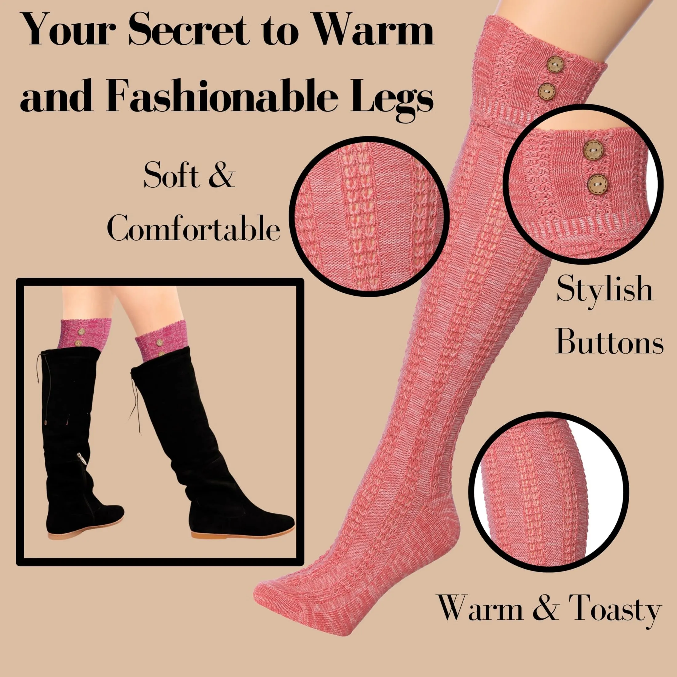 Tipi Toe Women's 3-Pairs Winter Warm Cushioned Comfortable Breathable