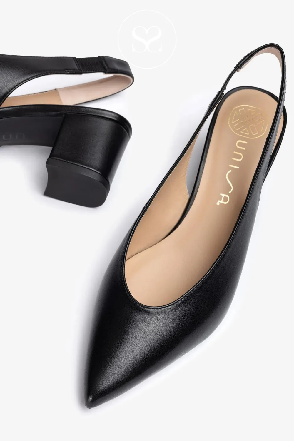 UNISA JENSEN BLACK LOW BLOCK HEEL SLINGBACK SHOES