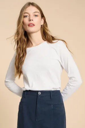 White Stuff T-Shirt Clara Long Sleeve Brilliant White 440353