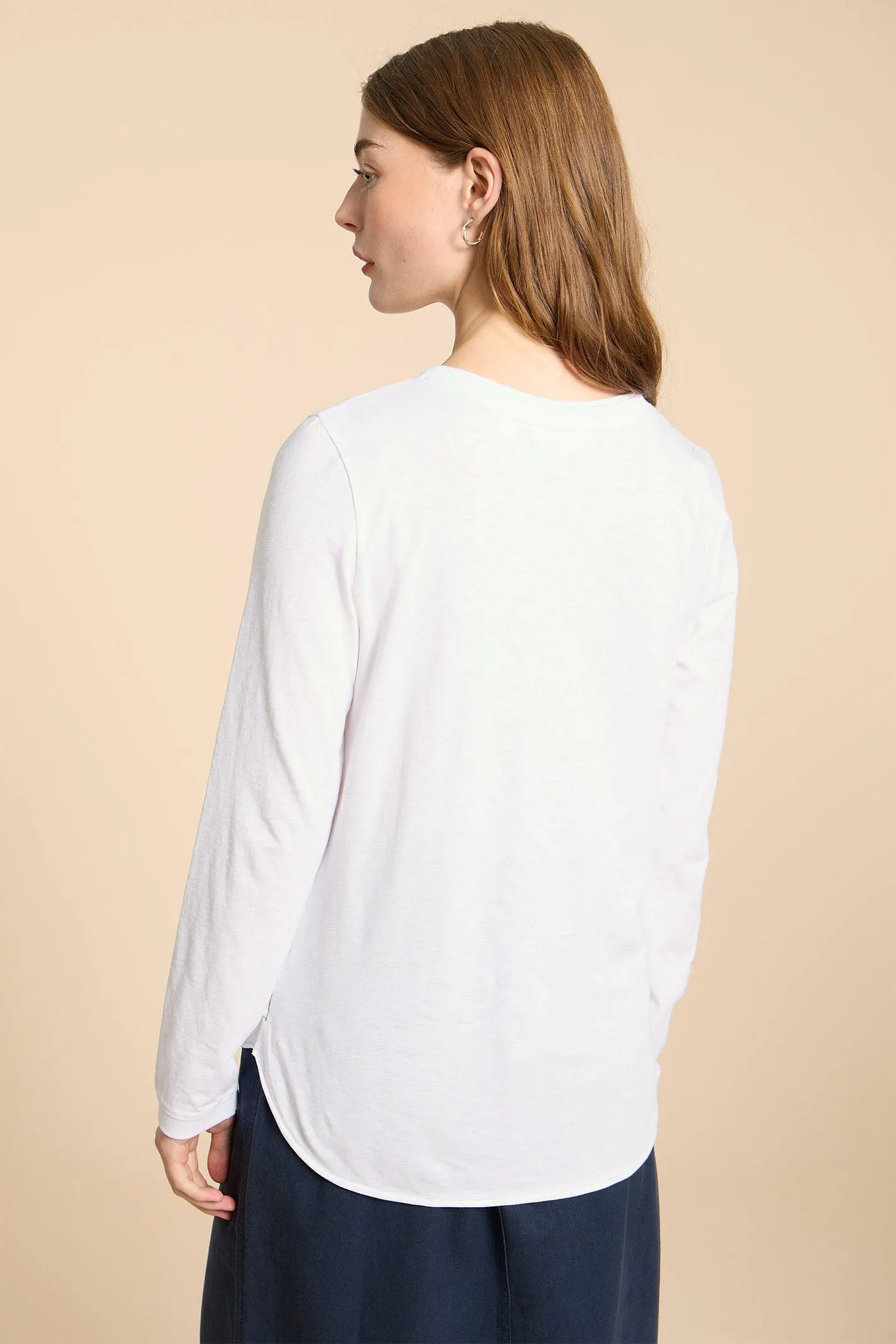 White Stuff T-Shirt Clara Long Sleeve Brilliant White 440353