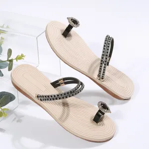 Wholesale Rubber Rhinestone Soft Sole Flat Sandals