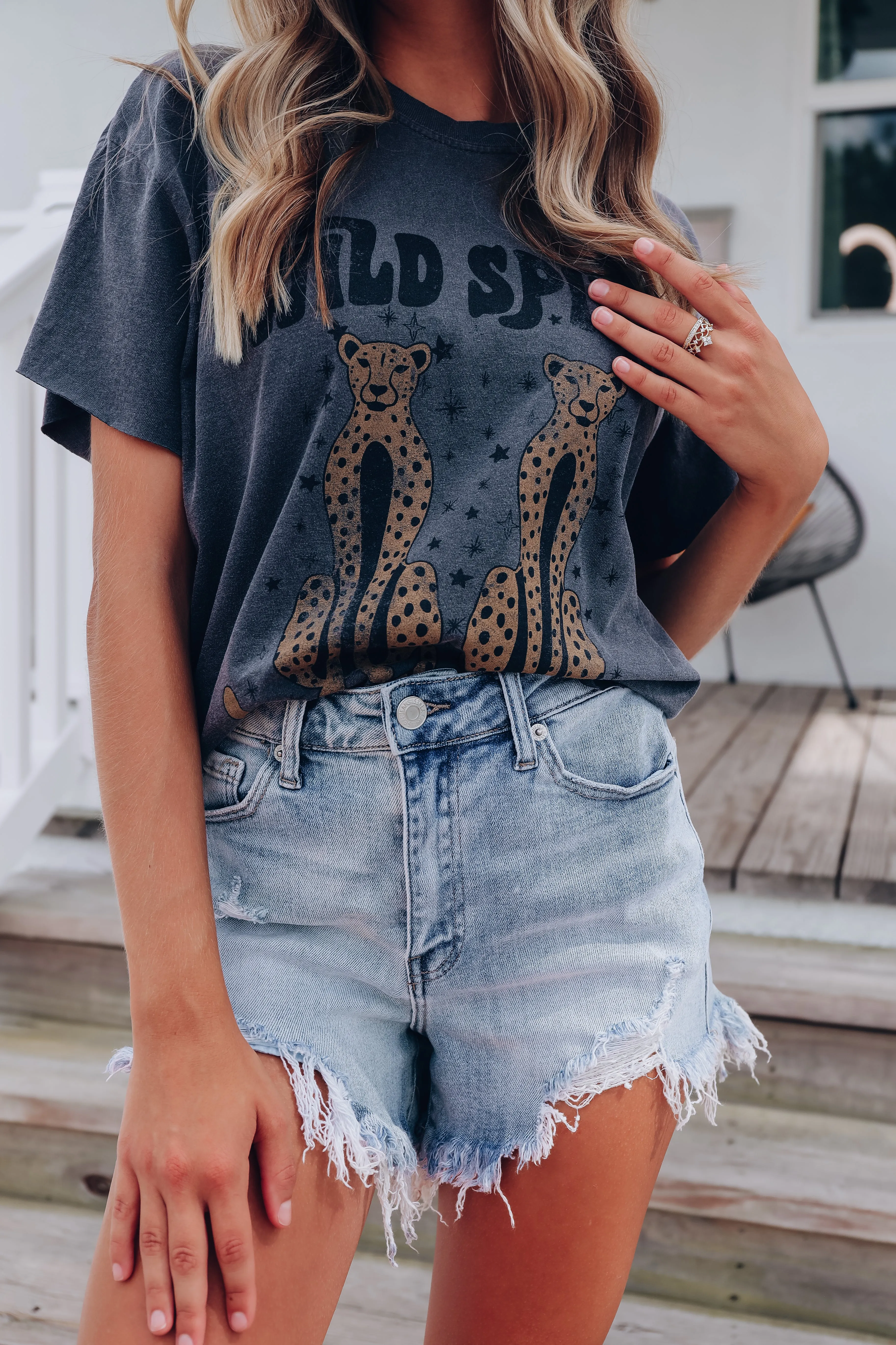 Wild Spirit Cheetah Cropped Graphic Tee - Pepper