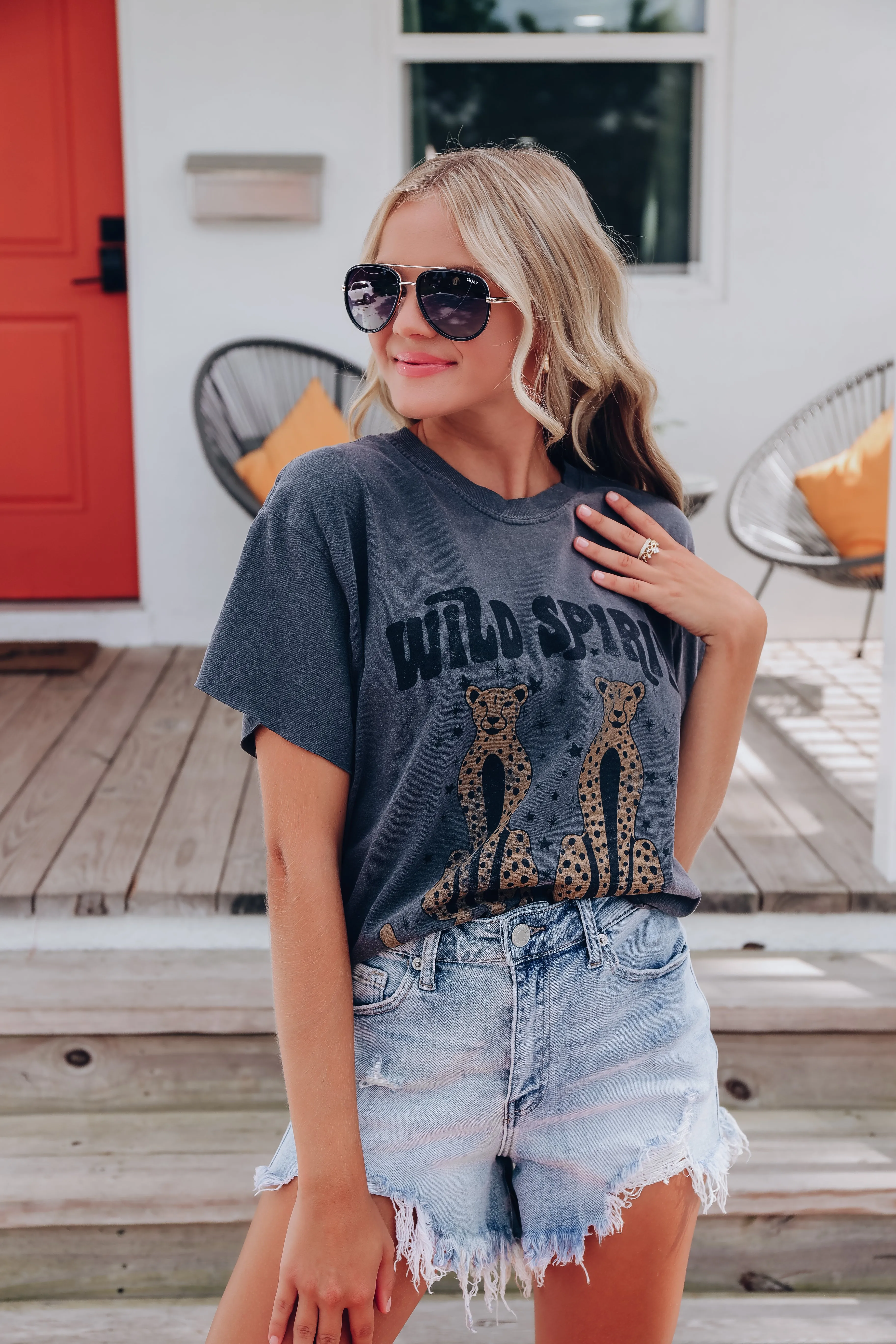 Wild Spirit Cheetah Cropped Graphic Tee - Pepper