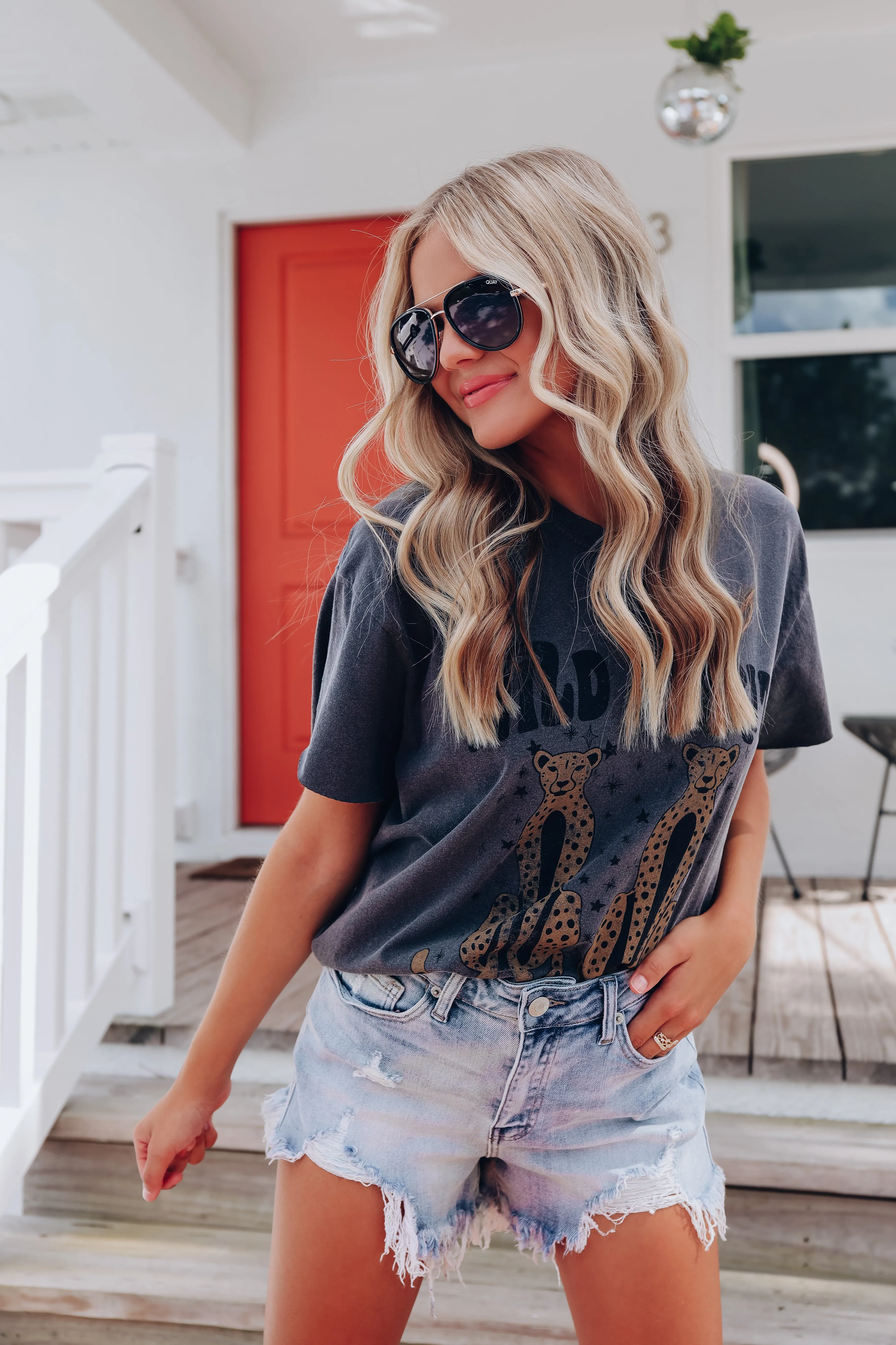 Wild Spirit Cheetah Cropped Graphic Tee - Pepper