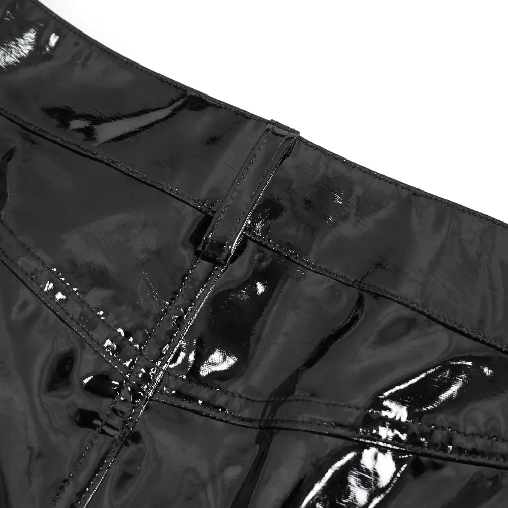 Women's High-Waisted Faux Leather Shorts with Buckles