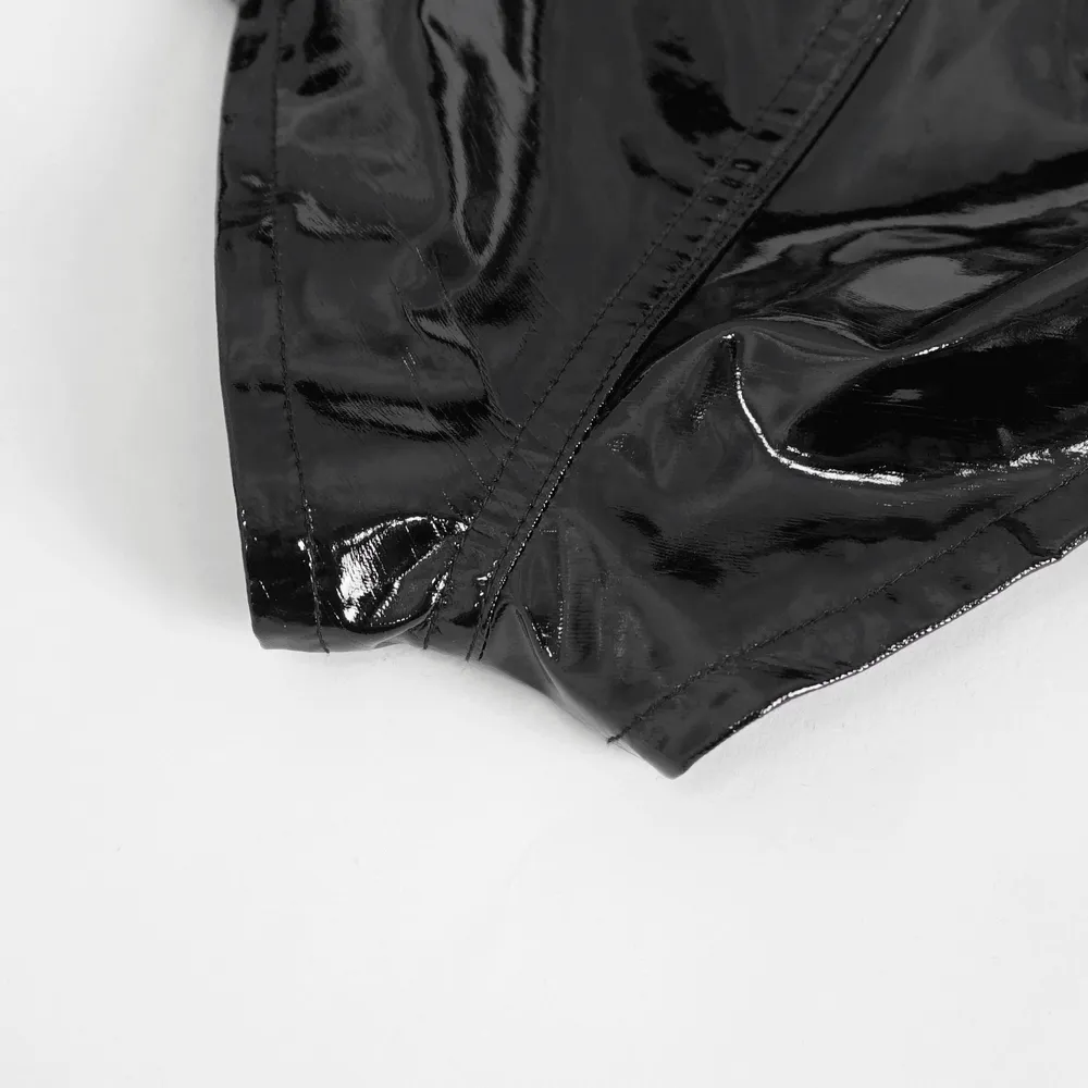 Women's High-Waisted Faux Leather Shorts with Buckles